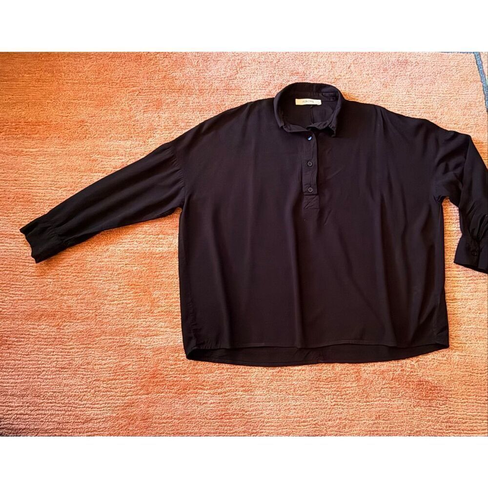 Rokoko Black Blouse Women’s Size M Long Sleeve Button Front Shirt
